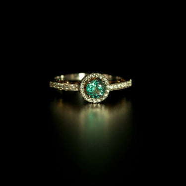 Natural Alexandrite Diamond 18k White and Yellow Gold Engagement Ring - The Alexandrite